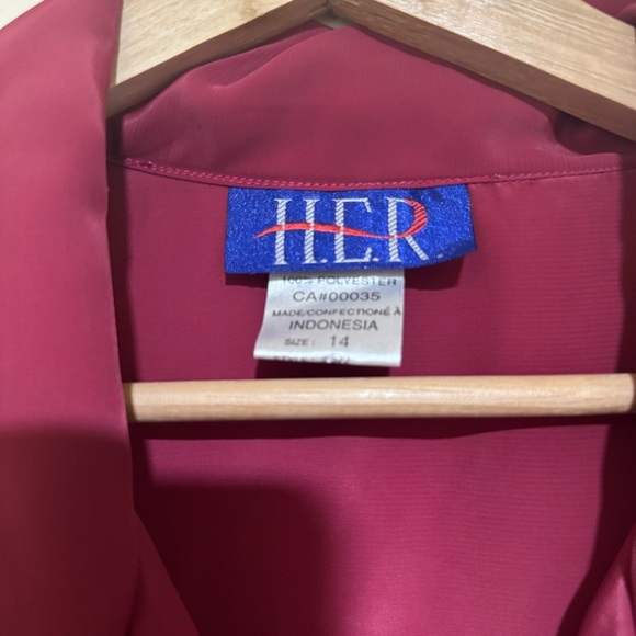 Women’s Vintage H.E.R 80’s Button Down Long Sleeve Collared Blouse Size Large - Picture 5 of 16